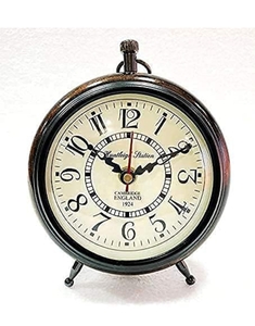 Handmade Antique Wooden Table Top Clock Desk Clock 