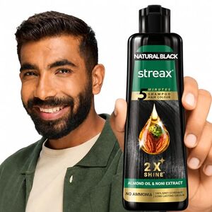 Streax Shampoo Hair Colour Black, 160 ml Pump Pack