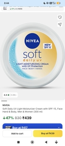 MRP error:₹350 Soft Daily UV Light Moisturizer Cream with SPF-15, Face Hand & Body, Men & Women (300 ml