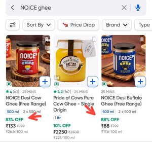 Instamart Loot - Noice ghee at 83% Off