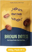 Khari Foods Premium Brown Dates 1kg Khajur / Khajoor, Fibre Rich, Energy Booster Snacks Dry Dates (5 x 200 g