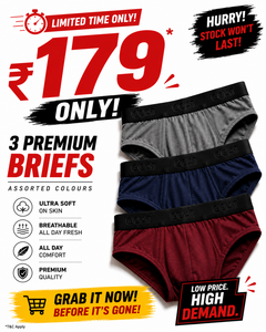 GOAT Premium Men's BRIEFS – Assorted Pack of 3
