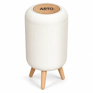 Arto Premium Nordic Decorative Dustbin with Wooden Stand 