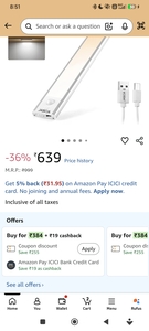 Cheap:20 cm Rechargeable Motion Sensor LED Light for Wardrobe, Closet & Cabinet, Magnetic Under Cabinet Light with 3 Color Modes, Kitchen, Drawer, Shelf, Staircase & Garage Lighting