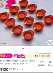 PACK OF 12 PCS WATER LED SENSOR DIYA