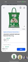 Heavens harvest basmati rice 5kg & fortune besan 1kg @61& realfruit juice 1l@50