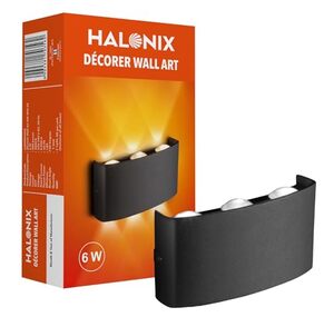 Halonix 6W Decorer Wall Light | 6 Rays | Water Proof IP65 | Up & Down Wall Lamps - Outdoor Wall Lights for Elevation,Garden & Patio Lights - (Warm White)-Pack of 1