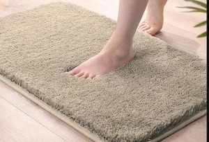 LUXE HOME INTERNATIONAL Microfiber Luxe Home Bath Mat Super Soft Non Slip Vegas Mats For Bathroom, Kitchen, Bedroom, And Door (40X60 Cm, Beige) Pack Of 1, Rectangular
