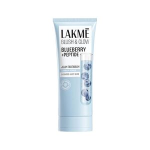 LAKME Blush & Glow, Blueberry + Peptide Gentle Jelly Facewash, 100g, for Hydrated Juicy Glow, with Blueberry Extract & Blue Peptide, Clinically Proven to Repair Skin Barrier, for Dry & Dehydrated Skin