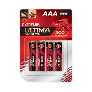 Eveready Ultima Alkaline AAA Battery, 400% Longer Lasting, Pack of 4