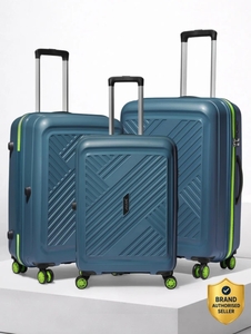 ALFA by VIP Hard Body Set of 3 Luggage 8 Wheels | Trolley Bag Flushed Combination Lock - Blue