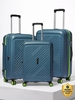 ALFA by VIP Hard Body Set of 3 Luggage 8 Wheels | Trolley Bag Flushed Combination Lock - Blue