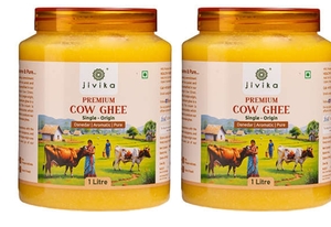 Jivika Organics premium cow ghee single origin 1L - pack of 2 (2 X 1L)