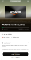 win Amazon Shopping gift card at 5% off by joining the rally. Pledge coins to unlock it together.