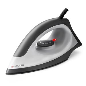 Longway Kwid Light Weight Non-Stick Teflon Coated Dry Iron, Electric Iron for Clothes | 2 Years Warranty (1100 Watt, Black)