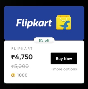 Cred : Flipkart 5K Gift Card at 5% Discount