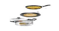Check out Hawkins Futura Induction Non-Stick Cookware Set with Stainless Steel Lid (Frying Pan, Flat Tawa, Stewpot, 3 Pieces + 2 Lids, Black, INSET1) on Instamart