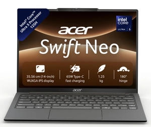 Acer Swift Neo Al PC Intel Core Ultra 5 125H(16 GB/512 GB SSD/Windows 11 Home)(14 inch, Steel Gray, 1.25 kg) Laptop