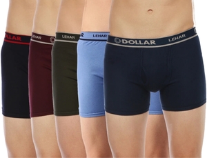 Dollar Pack of 5 Lehar Mens Combed Cotton Trunk -Pack of 5 -Solid Men Trunk M, L, XL