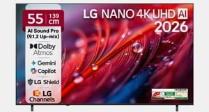 Lg (55 inch) Ultra HD (4K) LED Smart WebOS TV 2026 Edition with NANO Detail Enhancer, HDR10 Pro, 4K Super Upscaling Alpha7 AI Processor 4K Gen9,