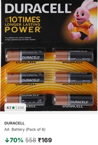 Flipkart Minutes: Duracell at upto 70% Discount (Location Specific)