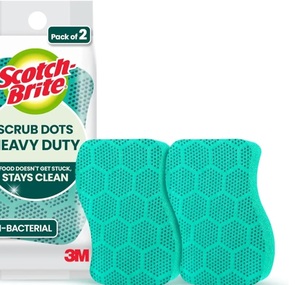 Scotch-Brite Heavy Duty Scrub Dots for Powerful Scrubbing, Suitable for Iron Cast, Stainless Steel & Non-Coated Cookware, Rinses Clean and Stays Odor Free (2 Pieces) free deilivery