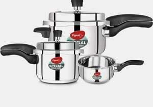 Pigeon Steel cooker combo - 2 L, 3 L, 5 L Induction Bottom Pressure Cooker combo - STEEL