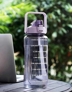 Grab - MOTIVATIONAL WATER BOTTLE 2000ML-PURPLE 2000 ml PET, Plastic Bottle