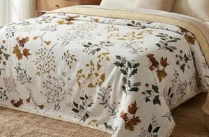 VAS COLLECTIONS Cotton AC Blanket for Double Bed (220×230 cm) | Reversible Soft Lightweight All-Season Blanket | Skin-Friendly & Breathable Comforter (Golden Leaf Garden (8% coupon must apply)