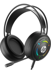 HP G370 Wired Gaming Headset, Over Ear Headset, RGB Light for earcups, 360° Omnidirectional Noise-Canceling Mic, in-Line Control & Multi-Platform Compatibility, 1 Year Warranty,Black, 300gm (D69Z5AA)
