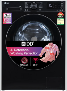 LG 12 Kg, 5 Star, AI DD Technology, Steam, Wi-Fi, Tempered glass door, Fully-Automatic Front Load Washing Machine 