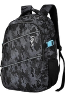 Safari Omega Plus Casual Laptop Backpack, 2 compartments, Raincover, Organizer, Full body print, Bottle holder, Front pockets Softline (Black)