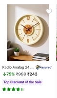 Wall Clocks Upto 85% off - Flipkart - Brands Kadio - Ajanta - Orex - Flipkart Homes - Olive Tree & more