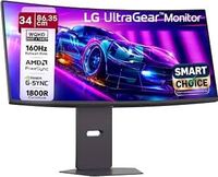 LG 34G600A Smartchoice 86.36cm(34 Inch) Ultragear Curved (1800R) WQHD (3440x1440) Gaming Monitor, 160Hz, 1ms, Speakers, Anti-Glare, AMD FreeSync Premium, DP, HDMI, Tilt/Height/Swivel Adjustment(Black)