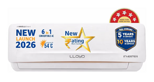 Lloyd 2 Ton 5 Star Inverter Split AC, 2026 New Star Rated (6 in 1 Convertible, Cools Up To 54°C, DG Mode, Ice Clean)