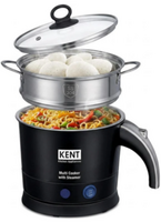 KENT Electric Multicooker/Kettle with Steamer | 800W | Boiling of Water, Tea,Eggs | Multi Cooker Electric Kettle (1.2 L, Black)