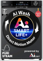 Haier Smart Choice 12 Kg, 5 Star, AI Smart LIFE+, Hygienic Care,ABT,525 mm Super Drum, Refresh,Direct Motion Motor,WiFi enabled, Fully Automatic Front Load Washer (EFL120-DM14F5ES8U1|Dark Jade Silver)
