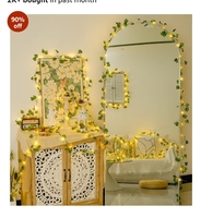 MoonlitDreams 7ft Artificial Money Plant Vine with 30 Warm White LED Lights, Battery Operated Copper Wire String, Decorative Hanging Creeper ( MOQ - 2)