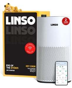LINSO STORM India's 1st UVC Smart HEPA H13 Air Purifier 457m³/h CADR | Wi-Fi app + PM2.5 sensor with Touch Screen Display