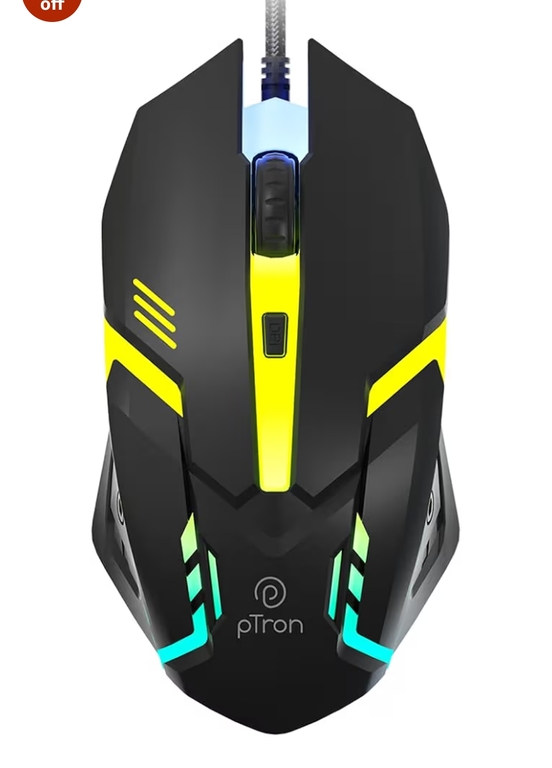 pTron Flick M12 Wired USB Mouse with 4 Buttons, 1600 DPI Optical Sensor ...