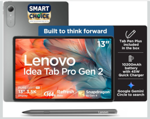 Lenovo Idea Tab Pro Gen 2 with Pen Plus {Smartchoice} 13" Display, 3.5K Resolution, 144Hz Refresh | 8GB, 256GB 