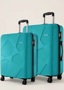 Safari Pentagon Pro 8 Wheels Spinner Set of 2 (Cabin + Medium) Trolley Bags, Hard Case Polypropylene, 360º Wheeling Luggage for Men & Women, Suitcase for Travel, Trolley Bags for Travel, Cyan