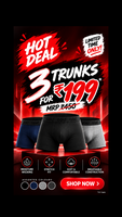 HOT DEAL - was MRP₹450, now only ₹199 for 3 Premium Underwear Trunks