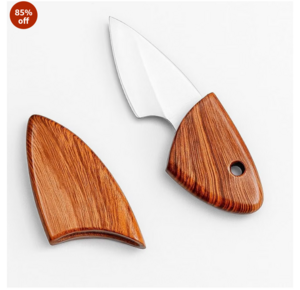 Pocket Folding Knife with Wooden Handle, Compact Portable EDC Mini Knife, Stainless Steel Blade for Cutter for Vegetables and Fruits & Home Indoor Use
